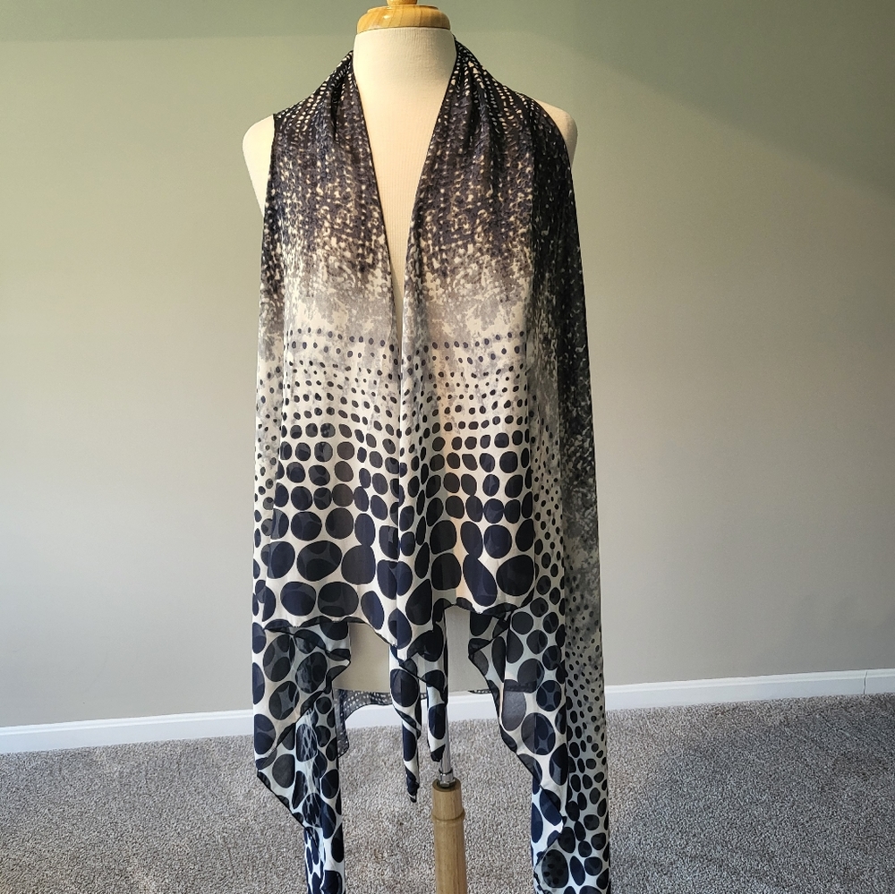West Love – Navy Blue and White Multi-Sized Polka Dot Vest – (One Size)